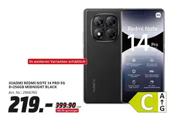 MediaMarkt Xiaomi redmi note 14 pro 5g 8+256gb midnight black Angebot