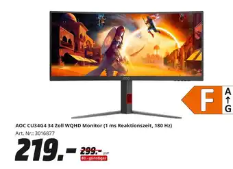 MediaMarkt Aoc cu34g4 34 zoll wqhd monitor Angebot