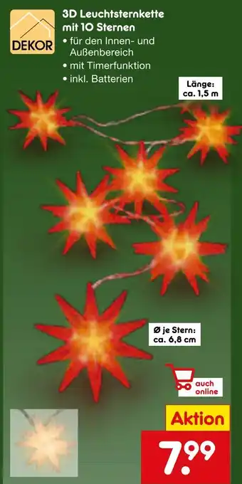 Netto Marken-Discount Dekor 3d leuchtsternkette mit 10 sternen Angebot