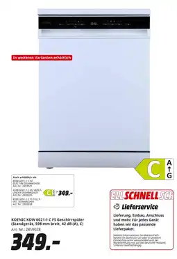 MediaMarkt Koenic kdw 6021-1 c fs geschirrspüler Angebot