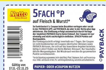 Netto Marken-Discount Payback 5fach °p auf fleisch & wurst! Angebot