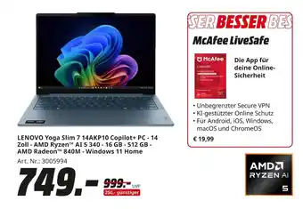 MediaMarkt Lenovo yoga slim 7 14akp10 copilot+ pc Angebot