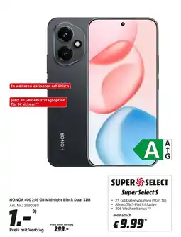 MediaMarkt Honor honor 400 256 gb midnight black dual sim Angebot
