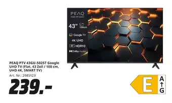 MediaMarkt Peaq ptv 43gu-5025t google uhd tv Angebot