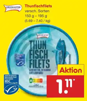 Netto Marken-Discount Dreimaster thunfischfilets Angebot