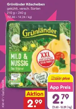 Netto Marken-Discount Grünländer käsescheiben Angebot