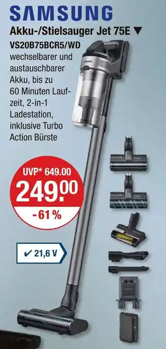 V Markt Samsung akku-/stielsauger jet 75e Angebot