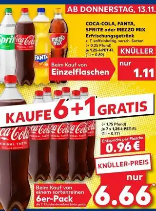 Kaufland Coca-cola, fanta, sprite oder mezzo mix erfrischungsgetränk Angebot
