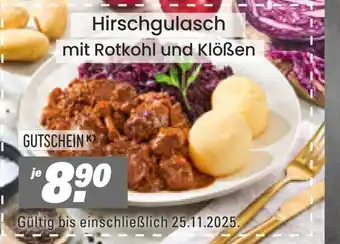 Höffner Hirschgulasch mit rotkohl und klößen Angebot