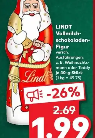 Kaufland Lindt vollmilchschokoladen-figur weihnachtsmann Angebot