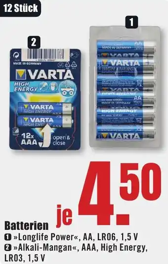 B1 Discount Baumarkt VARTA Batterien Angebot
