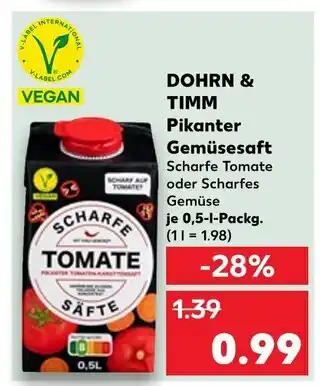 Kaufland Dohrn & timm pikanter gemüsesaft scharfe tomate Angebot