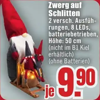 B1 Discount Baumarkt Zwerg auf Schlitten Angebot