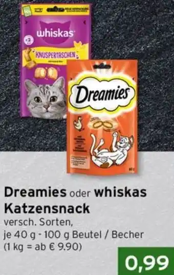 CAP Markt Dreamies oder whiskas Katzensnack Angebot