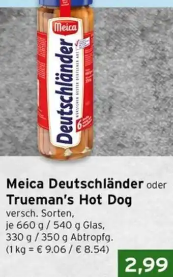 CAP Markt Meica Deutschländer oder Trueman's Hot Dog Angebot