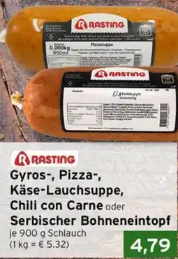 CAP Markt RASTING Gyros-, Pizza-, Käse-Lauchsuppe, Chili con Carne oder Serbischer Bohneneintopf Angebot