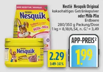 diska Nestlé Nesquik Original oder Milk-Mix Erdbeere Angebot