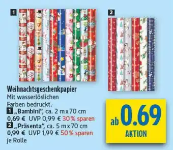 diska Weihnachtsgeschenkpapier Angebot