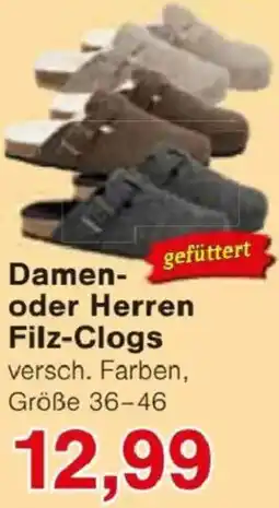 Jawoll Damen- oder Herren Filz-Clogs Angebot