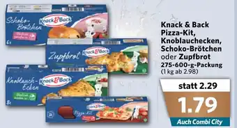 Combi Knack & Back Pizza-Kit, Knoblauchecken, Schoko Brötchen oder Zupfbrot 275-600g Angebot