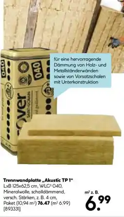 Hellweg Isover Trennwandplatte,,Akustic TP 1" Angebot