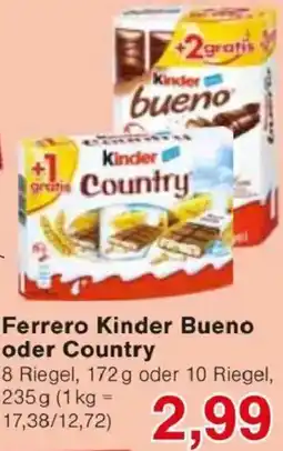 Jawoll Ferrero Kinder Bueno oder Country Angebot