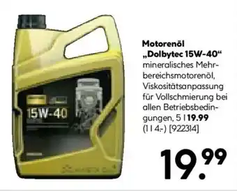 Hellweg Motorenöl ,,Dolbytec 15W-40" Angebot