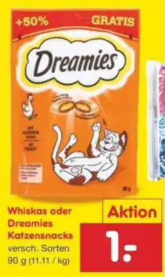 Netto Marken-Discount WHISKAS oder DREAMIES Katzensnacks Angebot