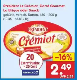 Netto Marken-Discount Président Le Crémiot, Carré Gourmet, La Brique oder Snack Angebot