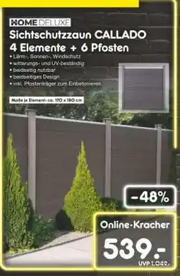 Netto Marken-Discount Sichtschutzzaun CALLADO 4 Elemente + 6 Pfosten Angebot