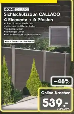 Netto Marken-Discount Sichtschutzzaun CALLADO 4 Elemente + 6 Pfosten Angebot