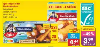 Netto Marken-Discount Iglo Filegro oder Fischstäbchen Angebot