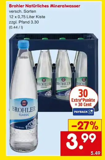 Netto Marken-Discount Brohler Natürliches Mineralwasser Angebot