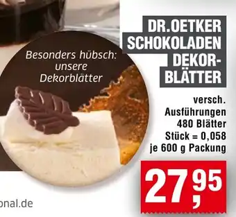 Handelshof DR.OETKER SCHOKOLADEN DEKOR- BLÄTTER Angebot
