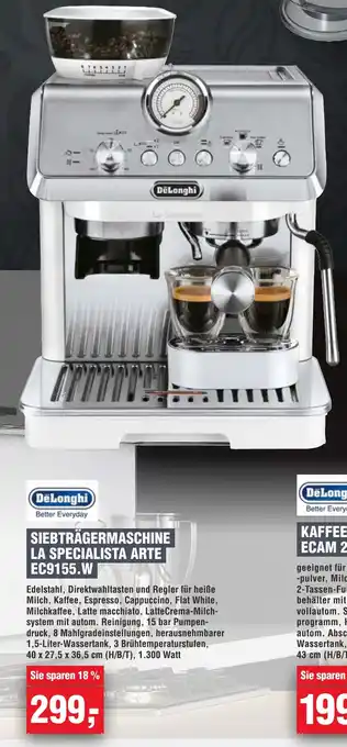 Handelshof DeLonghi SIEBTRÄGERMASCHINE LA SPECIALISTA ARTE EC9155.W Angebot