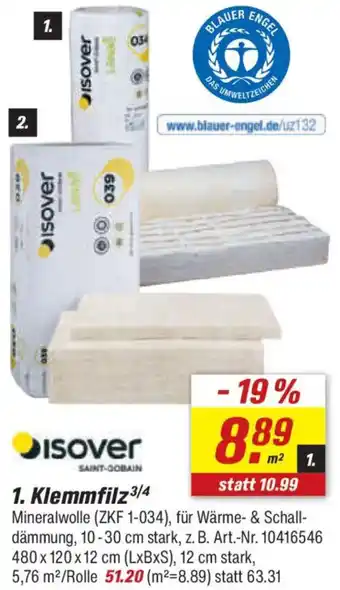 toom Baumarkt Isover 1. Klemmfilz Angebot