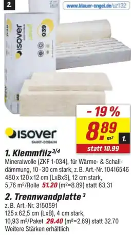 toom Baumarkt Isover Trennwandplatte Angebot