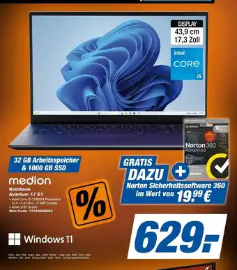 Expert Medion notebook avantum 17 e1 Angebot