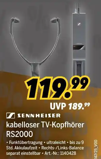 MEDIMAX Sennheiser kabelloser tv-kopfhörer rs2000 Angebot