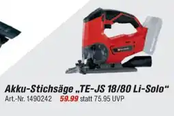 toom Baumarkt Einhell Akku-Stichsäge „TE-JS 18/80 Li-Solo" Angebot