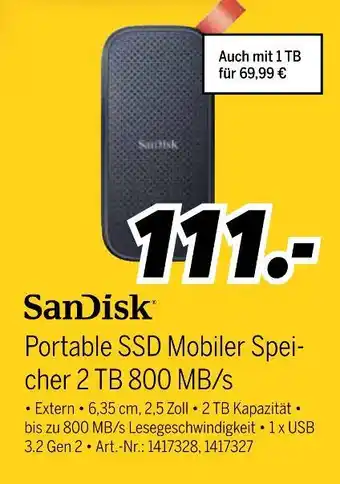 MEDIMAX Sandisk portable ssd mobiler speicher Angebot