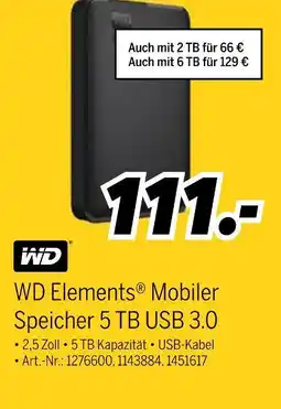 MEDIMAX Wd elements mobiler speicher 5 tb usb 3.0 Angebot