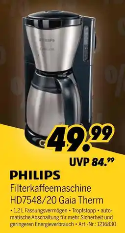 MEDIMAX Philips filterkaffeemaschine hd7548/20 gaia therm Angebot