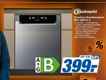 Expert Bauknecht unterbau-geschirrspüler bou d651a x Angebot