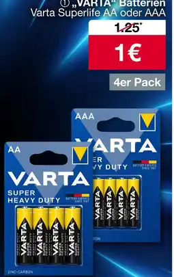 Woolworth „varta“ batterien Angebot