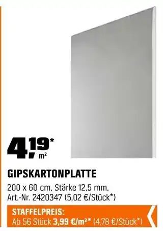 OBI Gipskartonplatte Angebot