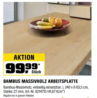 OBI Bambus massivholz arbeitsplatte Angebot