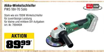 OBI Bosch akku-winkelschleifer pws 18v-70 solo Angebot