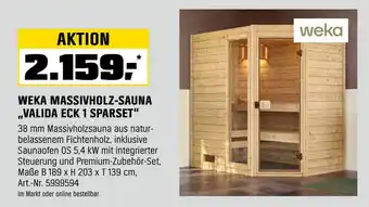 OBI Weka massivholz-sauna „valida eck 1 sparset“ Angebot