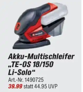 toom Baumarkt Einhell Akku-Multischleifer „TE-OS 18/150 Li-Solo" Angebot